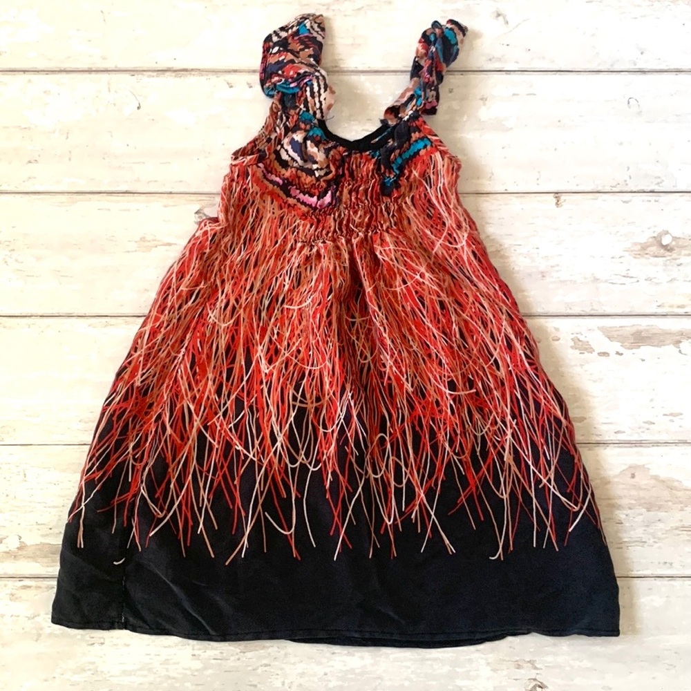 Girls 2T Summer Sundress Kids Toddler Sun Dress Navy Blue Red Print Size 2